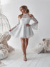 A Line High Neck Bell Sleeves Above Knee White Homecoming Dress LBQH0109